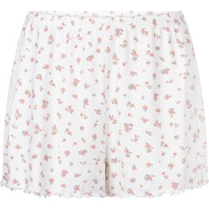 Hunkemöller Dames Nachtmode Geribde pyjamashort - Wit - maat XS
