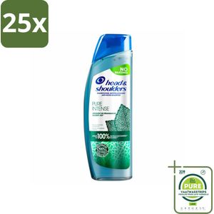 25 x Head & Shoulders – Shampoo – Pure Intense Kalmeert Jeuk – 250 ml - Grootverpakking - Anti-roos Shampoo - Shampoo Bij Jeukende Hoofdhuid - Pepermunt Shampoo - Siliconenvrije Shampoo - Roosvrije Shampoo