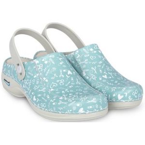 NursingCare Wash'Go Sweet Aqua - 42 Medische Klompen - Werkklompen - Klompen Dames - Medische Schoenen - Met Print - Anti-slip