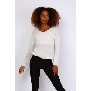 ZACHTE TRENDY PULL-OVER MET DUBBELE V-HALS NEW SENSATION (TUI)WIT