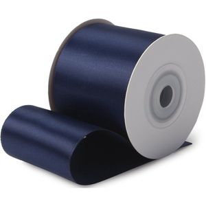 Dubbelzijdig satijnen lint - 50 mm x 9 m cadeaulint decoratielint - 370 marineblauw