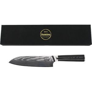 Sumisu Knives - Japans mes - Santoku black - Black collection - 100% damascus staal - Koksmes - Geleverd in luxe geschenkdoos