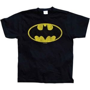 DC Comics Batman Heren Tshirt -XL- Distressed Logo Zwart