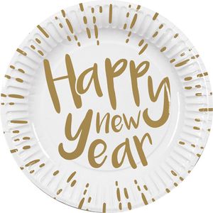Boland - 10 Papieren bordjes 'Happy New Year' - Geen thema - NYE - Oudjaarsavond