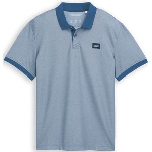 TOM TAILOR - Shirt - Blauw - Polokraag - Katoen - Kwartmouw