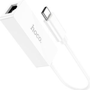 Hoco Ethernet Adapter - USB-C naar RJ45 - 100 Mbps - Wit
