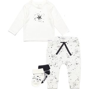 Noppies - kledingset - 4delig - Broek Jos Snow - Shirt Lux Snow - 2 paar sokken snow - Maat 74