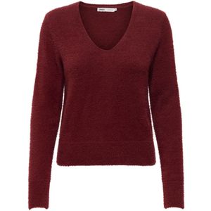 Only - Onlella Piumo - Gebreide Trui - Cabernet - V-hals - Lange Mouwen