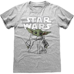 Star Wars - The Mandalorian - T-shirt - Grijs Gemêleerd - Baby Yoda - Grogu
