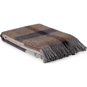 MoST - Plaid Merlijn - Nieuw-Zeelandse wol - 140 x 200 cm - bruin geblokt