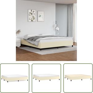 The Living Store Bedframe Crème - Kunstleer - Multiplex - 203x203x35cm