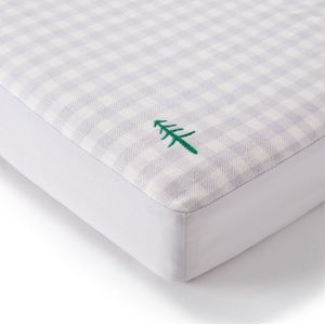 Vos&Bos Ramie Cooling Geborduurde Zomer Baby Hoeslaken voor Ledikant 60x120cm - Forest Grey