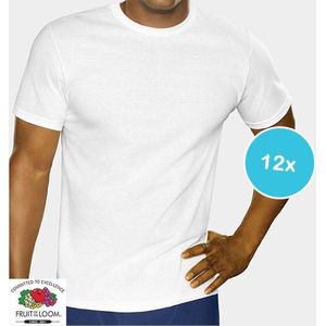 12 Pack van Fruit of the Loom T-shirts Ronde Hals Wit