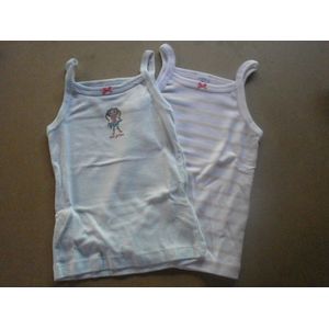 Petit Bateau - 2 Pack - Singlet - Meisje - Streep rose , turquoise - 12jaar 152