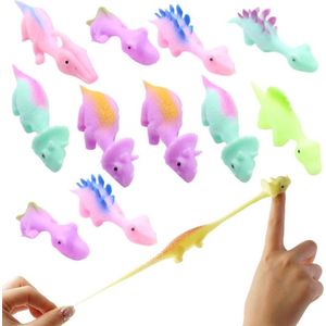 Allecto Plus - Set van 10 stuks dinosaurus vingerspeelgoed - elastisch en vliegend!
