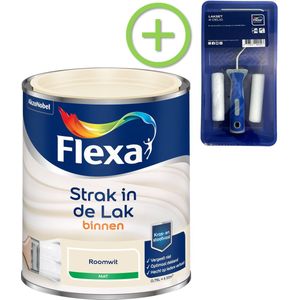 Flexa - Strak in de Lak - Watergedragen - Mat - Roomwit - 750 ml + Lakroller