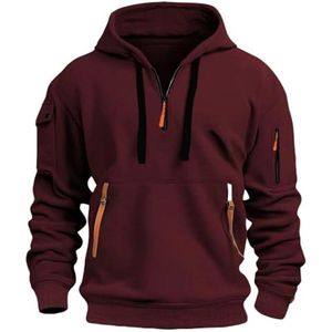 Heren hoodie met kwart rits en zakken - Fleece trui voor werk en vrije tijd