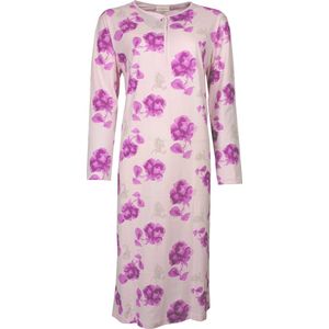 Tenderness Dames Nachthemd - Polo Sluiting - Bloemen - Roze - Maat S