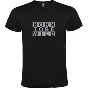 Zwart T shirt met print van "" BORN TO BE WILD "" print Zilver size XXXXXL