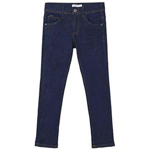 Jongens Jeans met Rechte Pasvorm en Donkerblauwe Wassing