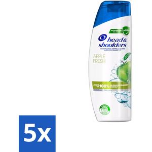 5 x Head & Shoulders - Anti-Roos Shampoo - Apple Fresh - 285ml - Shampoo Met Appelgeur - Roosbestrijding - Jeukverlichting - Gezonde Haar - Milde Shampoo