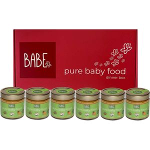 Babe dinner box met 1 smaak - linzen - kokos - mango - biologische culinaire babyhapjes vanaf 8 tot 36 maanden - Silver Moon - 6x200 gram babyvoeding - Winnaar Baby Innovation Award 2022 – Beste babyvoeding 2022