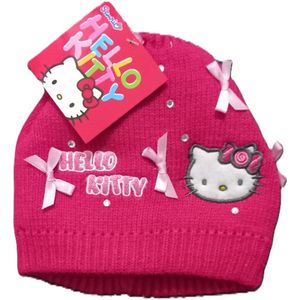 Hello Kitty muts - steentjes - paars - 50 cm