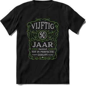 50 Jaar Legendarisch Gerijpt T-Shirt | Groen - Grijs | Grappig Verjaardag en Feest Cadeau Shirt | Dames - Heren - Unisex | Tshirt Kleding Kado | - Zwart - S