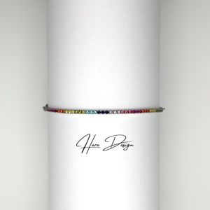 Hare Design Zilveren Armband met Zirkonia Regenboog - 925 Sterling Zilveren - Armband - Cadeau - Geschenk - Kerst - Gift - Moederdag - Sieraden