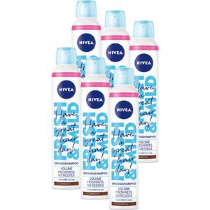 NIVEA Fresh Revive 3-in-1 Droogshampoo Voor Donker Haar - 6x 200 ml - Voordeelverpakking