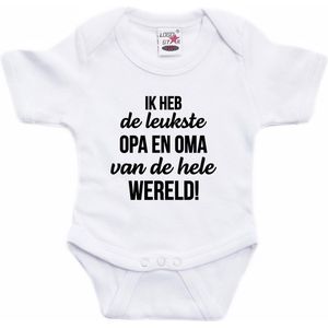 Leukste opa en oma tekst baby rompertje wit jongens en meisjes - Cadeau opa en oma - Babykleding 56