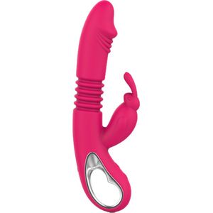 Stotende tarzan vibrator met rabbit - 2 in 1 - 23,6cm - 42°C - Roze