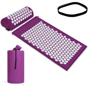 Acupressuurmat & kussenset, acupunctuurmat, spikes, yogamat voor massage, wellness, ontspanning en spanningen, ontspanning, spieren, ontspanning na sport, herstel, met draagtas
