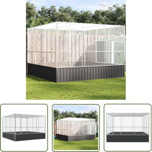 vidaXL Vogelvoliere - Voliere - Volière 311x307x212 cm staal zilverkleurig - Buitervolieres - Vogelhuis - Vogelverblijf