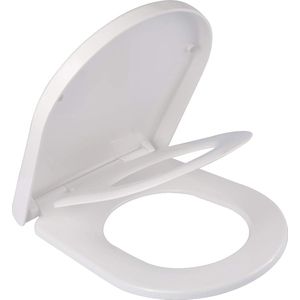 Hoogwaardige Duroplast wc-bril voor gezinnen met kinderen, softclosemechanisme, toiletdeksel, toiletbril, afneembare wc-bril voor reiniging (D-vorm)