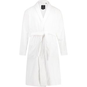 JP 1880 - Heren - Badjas thuispak sjaalkraag badstof tot 8XL - Sneeuwwit - Maat 5XL