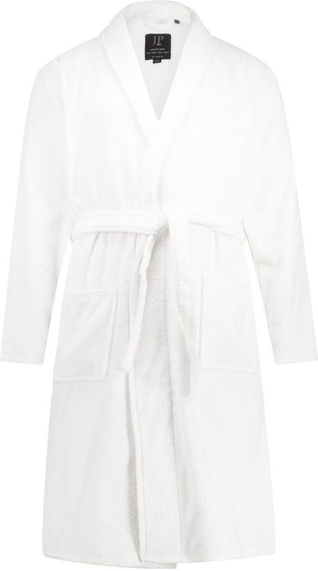 JP 1880 - Heren - Badjas thuispak sjaalkraag badstof tot 8XL - Sneeuwwit - Maat 5XL