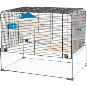 Duvo+ Hamsterkooi Glassy Glenn - Hamsterscape - Zwart - 59x38x47cm