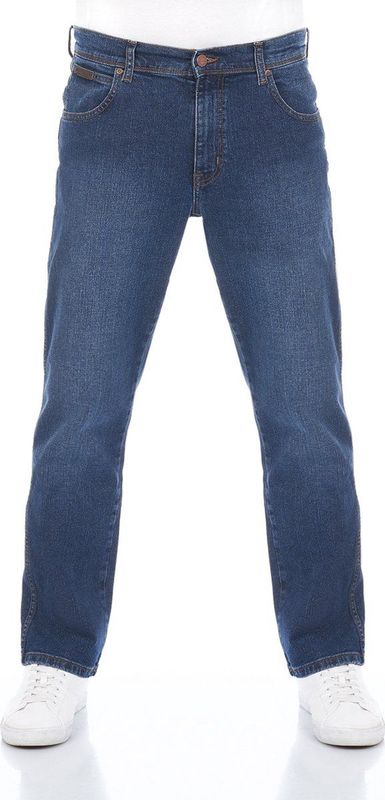 Wrangler Heren Jeans Broeken Texas Stretch regular/straight Fit Blauw Volwassenen Denim Jeansbroek