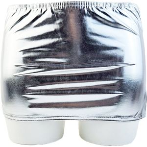 BamBella® - Ultra korte mini rok - Onesize - Shiny Wetlook - Sexy Erotische rokje Super shine metallic Glans Zilverkleurig wit