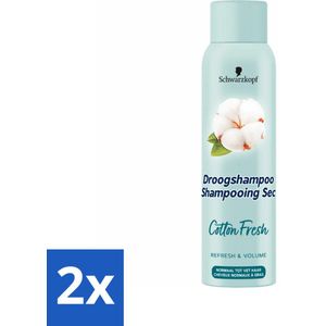 2 x Schwarzkopf Droogshampoo Cotton Fresh 150 ml - Droogshampoo - Haarverfrissend - Vet Haar - Volume - Cotton Fresh