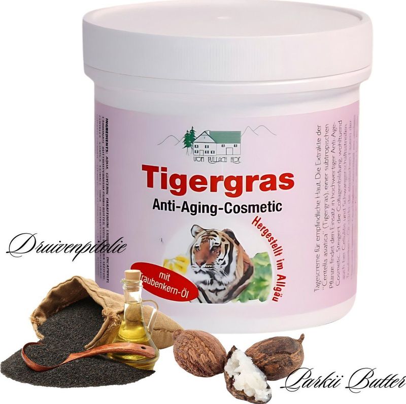 Pullach Hof - Tijgergras Anti-Ageing Cream - Gezichtscrème - 250 ml - Met Druivenpitolie