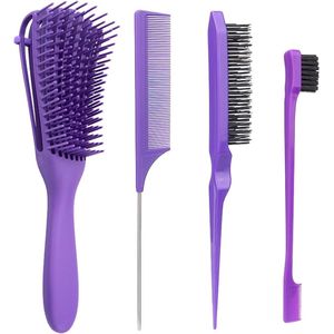 ByShane - Ontwarrende borstel en toupeerkam voor natuurlijk haar | Geschikt voor afrohaar 3A tot 4c | Ideaal voor golvend en krullend haar | Inclusief 3-delige borstelset met dubbele kanten - Ontklit en style gemakkelijk.