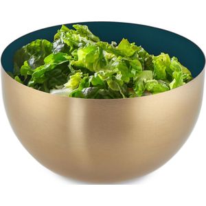 Relaxdays saladeschaal - 1 liter - saladekom - mengkom - rond - rvs - bakken - serveren - groen