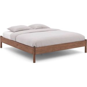 Goossens Bedframe Roll, Bedframe 180 x 200 cm zonder hoofdbord Hout Eiken soft touch lak notenkleur