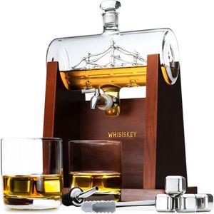 Whisiskey Whiskey Karaf Set - Zeilschip Design - 1L - Incl. Accessoires