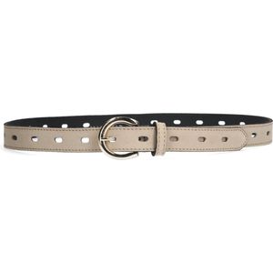 Manfield - Dames - Beige leren riem - Maat 85