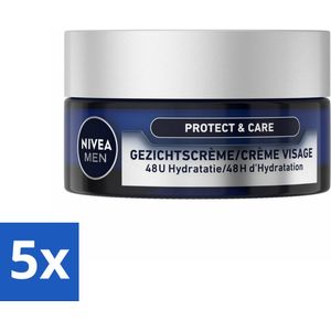 5 x NIVEA MEN - Protect & Care - Intensief Hydraterende Crème - 50 ml -