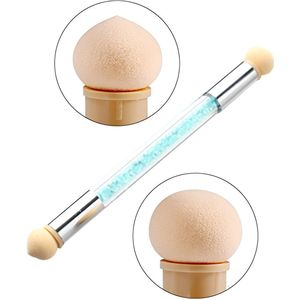 Crrynuo smudge pen - tweekoppige spons smudge pen met diamanten - nagellak gradiënt pen - hemelsblauw