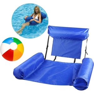 Blauwe Opblaasbare Drijfstoel + Strandbal Drijvende WaterStoel LoungeStoel WaterHangmat Zwembad Ligbed Luchtbed - Floating Bed - Beach Float - Float LoungeStoel - Drijvende Water Ligstoel - Opblaasbaar